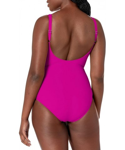 Women's Standard Tutti Frutti Round Neck One Piece Violet $31.56 Swimsuits