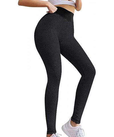 Women's Yoga Leggings Scrunch Ruched Textured Butt Lifting Enhancing High Waisted Push Up Tights Pants with Pockets A-black $...