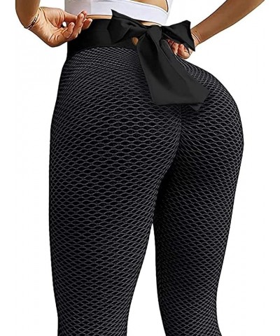 Women's Yoga Leggings Scrunch Ruched Textured Butt Lifting Enhancing High Waisted Push Up Tights Pants with Pockets A-black $...