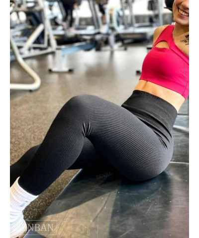 Women's 3 Pack Seamless Leggings High Waist Ribbed Workout Gym Athletic Yoga Pants Black Claret Green $16.37 Leggings