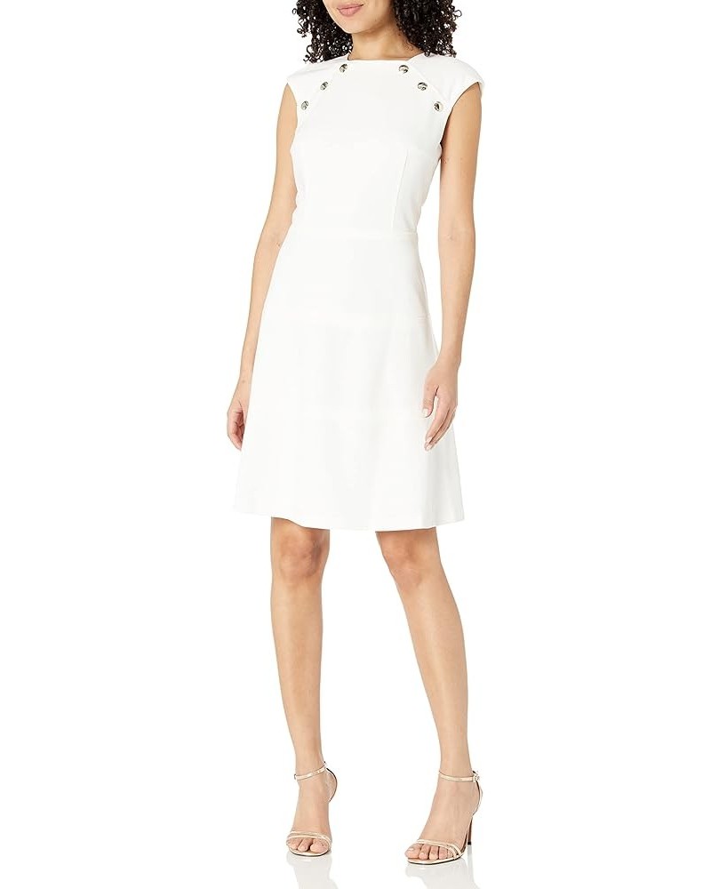 Women's Fit and Flare Dress Cream $13.05 Dresses