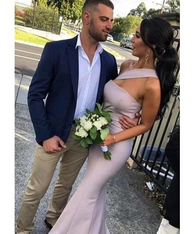 Stretch Spandex Bridesmaid Dresses Long 2024 One Shoulder Formal Dresses for Women Mermaid DR0194 Grey $39.01 Dresses