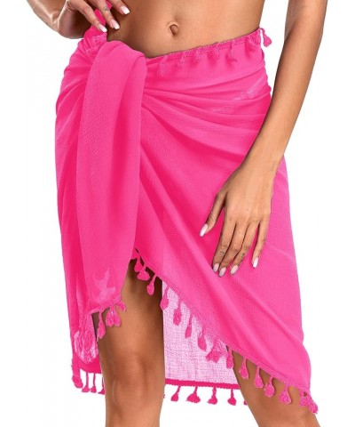 Sarong Coverups for Women Bathing Suit Wraps Swimsuit Cover Up Skirt Beach Sarongs Swim Wrap Skirt Cover Up Tassels Neon Pink...