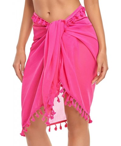 Sarong Coverups for Women Bathing Suit Wraps Swimsuit Cover Up Skirt Beach Sarongs Swim Wrap Skirt Cover Up Tassels Neon Pink...