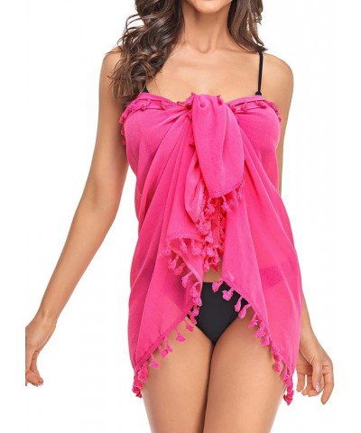 Sarong Coverups for Women Bathing Suit Wraps Swimsuit Cover Up Skirt Beach Sarongs Swim Wrap Skirt Cover Up Tassels Neon Pink...