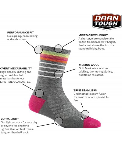 Darn Tough Women's Stride Micro Crew Ultra-Lightweight Running Sock (Style 1045) - Gray $12.48 Activewear