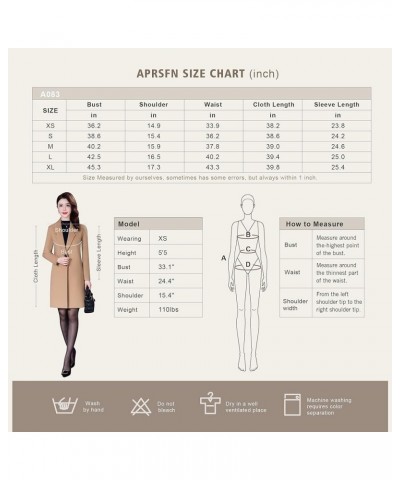 Women's Elegant Wool Blend Trench Coat Winter Outcoat Mid-Long Windproof Lapel Slim Pea Coats Black $33.09 Coats