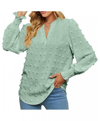 V Neck Ruffle Sleeve Blouse Flowy Shirts Dressy Summer Casual Women Tops S2688-3 $16.92 Blouses