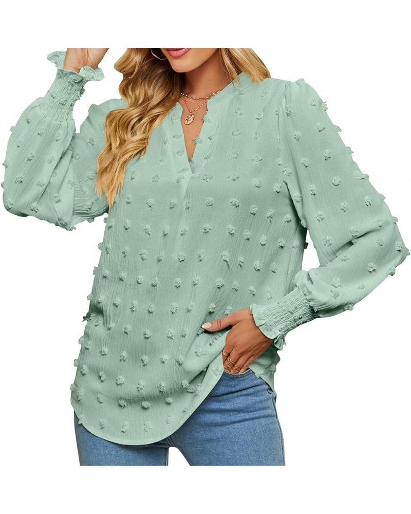 V Neck Ruffle Sleeve Blouse Flowy Shirts Dressy Summer Casual Women Tops S2688-3 $16.92 Blouses