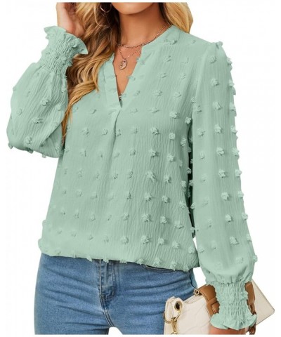 V Neck Ruffle Sleeve Blouse Flowy Shirts Dressy Summer Casual Women Tops S2688-3 $16.92 Blouses