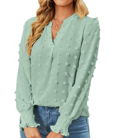 V Neck Ruffle Sleeve Blouse Flowy Shirts Dressy Summer Casual Women Tops S2688-3 $16.92 Blouses