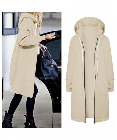 Women's Zip Up Hoodies Knee Length Tunic Fashion Sweatshirts Casual Long Sleeve Comfy Fall Hooded Jacket With Pocket $7.94 Ho...