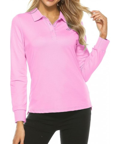 Women's Long Sleeve Golf Polo Shirts Lightweight Quick Dry Moisture Wicking Athletic Tennis Sports Tops 3-Button Pink $12.05 ...