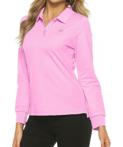 Women's Long Sleeve Golf Polo Shirts Lightweight Quick Dry Moisture Wicking Athletic Tennis Sports Tops 3-Button Pink $12.05 ...