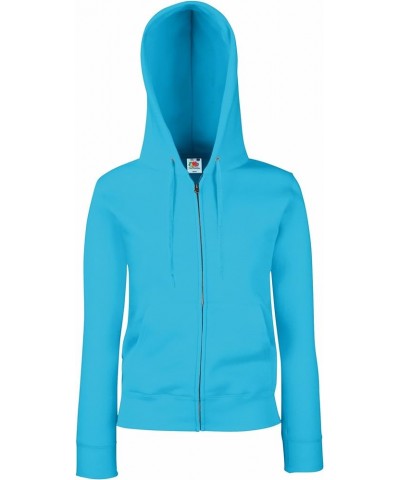 Ladies Lady-Fit Hooded Sweatshirt Jacket Azure Blue $17.29 Activewear