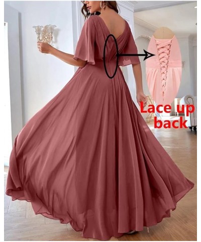 Bridesmaid Dresses with Sleeves Pleated Chiffon Prom Dresses V Neck Formal Wedding Evening Gowns for Women Emerald Green $36....