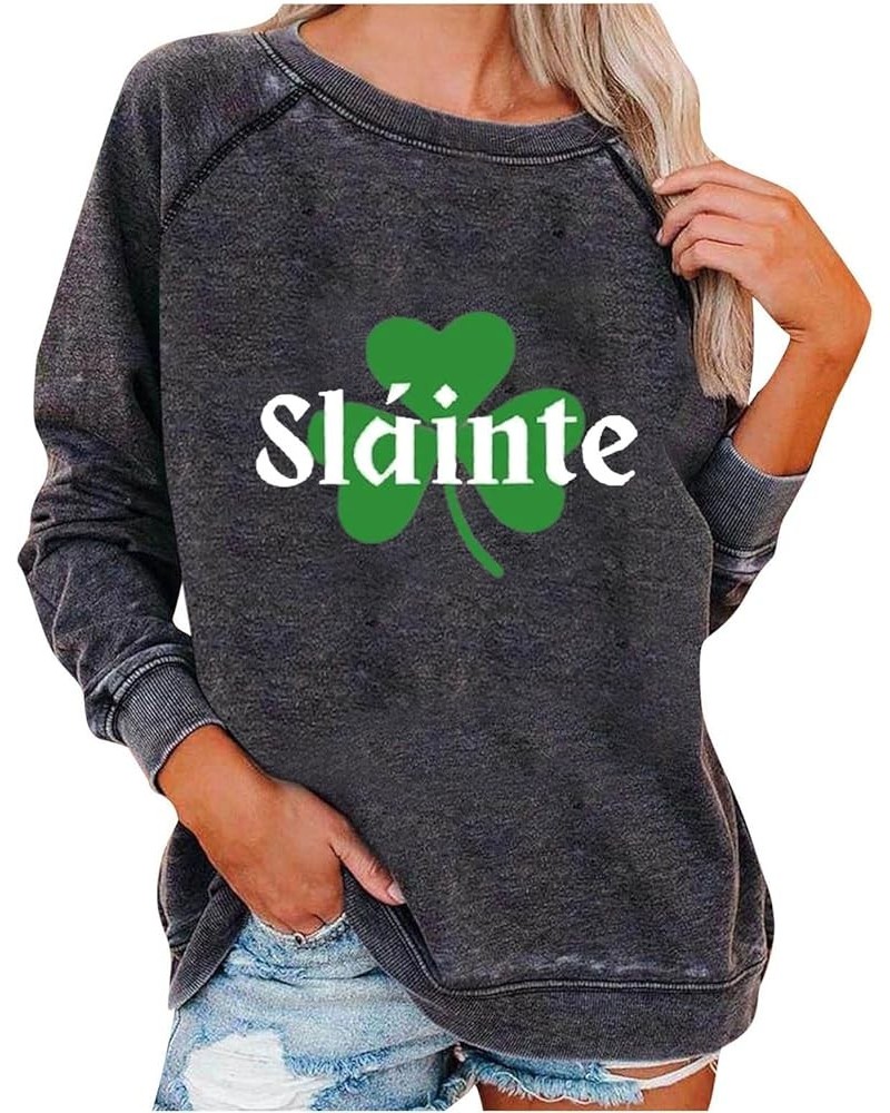 Women's St Patricks Day Shirt Long Sleeve Shenanigans Tops T Shirts Classic Pullovers Sweatshirt Blouse A011-gray $10.02 Acti...