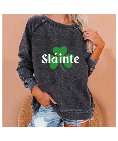 Women's St Patricks Day Shirt Long Sleeve Shenanigans Tops T Shirts Classic Pullovers Sweatshirt Blouse A011-gray $10.02 Acti...