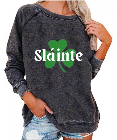 Women's St Patricks Day Shirt Long Sleeve Shenanigans Tops T Shirts Classic Pullovers Sweatshirt Blouse A011-gray $10.02 Acti...