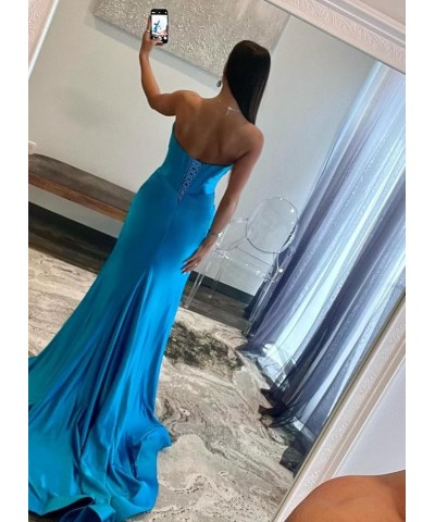 Women's Corset Mermaid Prom Dresses Long Ball Gown Pleated Satin Formal Party Gown with Slit Black $38.99 Dresses