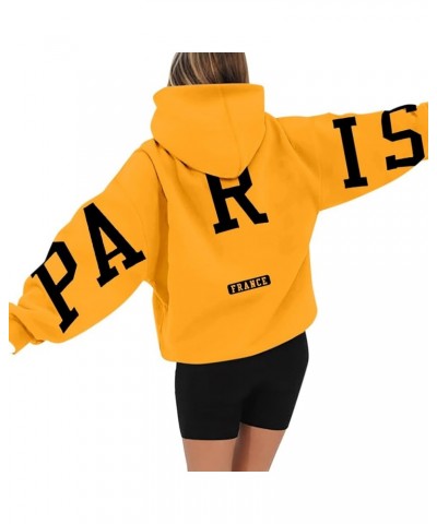 Hoodies with Designs Women's Long Sleeved Zipperless Printed Hoodie With Back Sweatshirts for Women A4-yellow $7.21 Shirts