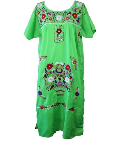 Hand Embroidered Mexican Dress Light Green $19.94 Dresses