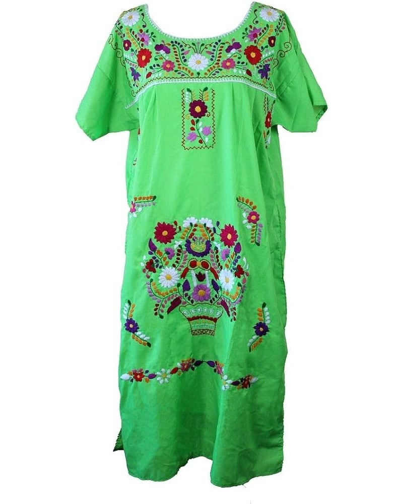 Hand Embroidered Mexican Dress Light Green $19.94 Dresses