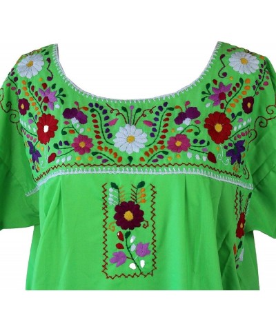 Hand Embroidered Mexican Dress Light Green $19.94 Dresses