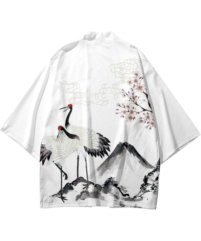 Women's 3/4 Sleeve Loose fit Cardigan Jacket Japanese Style Kimono Cover up 25447 White $14.74 Swimsuits