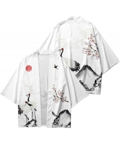 Women's 3/4 Sleeve Loose fit Cardigan Jacket Japanese Style Kimono Cover up 25447 White $14.74 Swimsuits