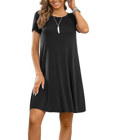 Women's Summer Casual Tshirt Dresses Short Sleeve Cover ups Beach Loose Dress 2 Black $19.46 Swimsuits