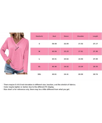 Womens Long Sleeve T Shirts Solid Colour Top Loose Fit Tees Button Down Blouse Causal Tops Tunic Blouses for Fall 3-wine $6.3...