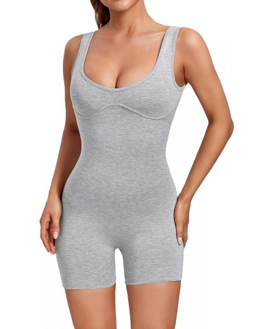 Sweetheart Neckline Rompers for Women One Piece Jumpsuits Shorts Backless Top Sleeveless Bodysuit Gray $14.52 Jumpsuits