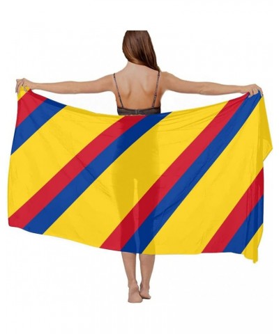 Women's Sarong Cover Ups Long Beach Kimono Bikini Wraps Boho Beachwear Colorful Colombian Flag $10.00 Swimsuits