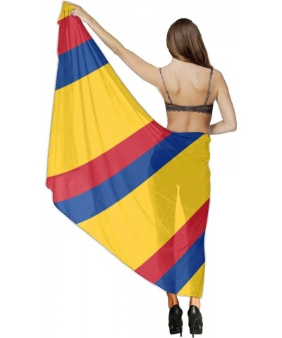 Women's Sarong Cover Ups Long Beach Kimono Bikini Wraps Boho Beachwear Colorful Colombian Flag $10.00 Swimsuits