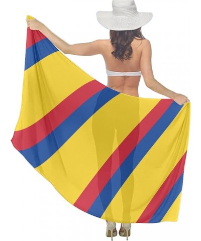 Women's Sarong Cover Ups Long Beach Kimono Bikini Wraps Boho Beachwear Colorful Colombian Flag $10.00 Swimsuits