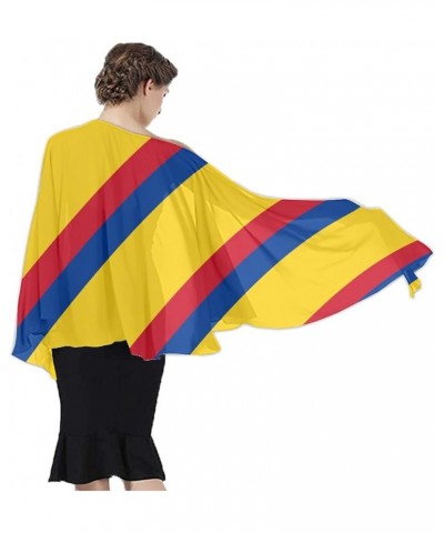 Women's Sarong Cover Ups Long Beach Kimono Bikini Wraps Boho Beachwear Colorful Colombian Flag $10.00 Swimsuits