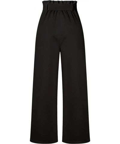 Casual Women's High Waist Wide Leg Long Palazzo Pants Business Trousers with Belt Black $12.38 Pants