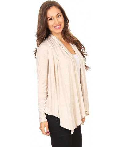 Women's Women's Solid Casual Comfy Long Sleeve Drape Open Front Cardigan Jacket S-3XL Hcd00003 Cream $10.32 Sweaters