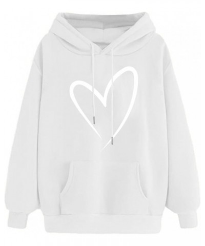 Women's Casual Heart Print Hoodies Lightweight Long Sleeve Pullover Hoodie Sweatshirt Tops with Kangaroo Pocket 02white $3.84...