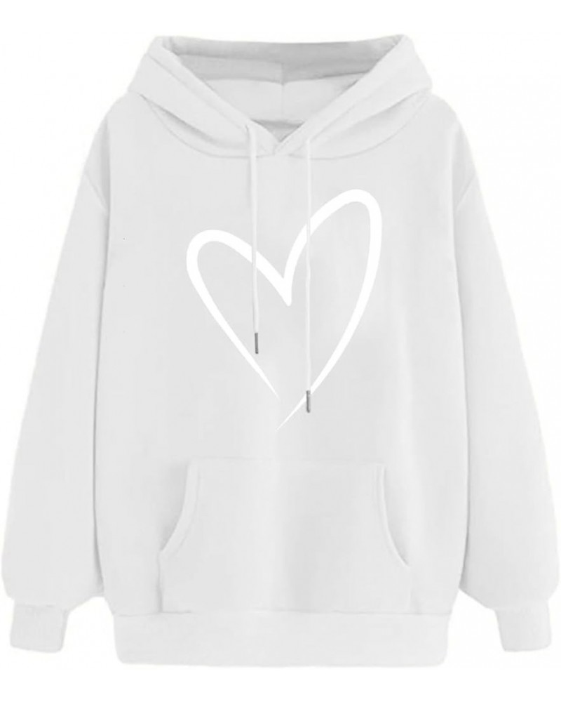 Women's Casual Heart Print Hoodies Lightweight Long Sleeve Pullover Hoodie Sweatshirt Tops with Kangaroo Pocket 02white $3.84...