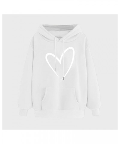 Women's Casual Heart Print Hoodies Lightweight Long Sleeve Pullover Hoodie Sweatshirt Tops with Kangaroo Pocket 02white $3.84...