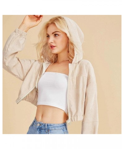 CofeeMO Crop Tops Hoodies for Women Teen Girls Casual Zip Up Long Sleeve Sweatshirt D-beige $9.02 Hoodies & Sweatshirts