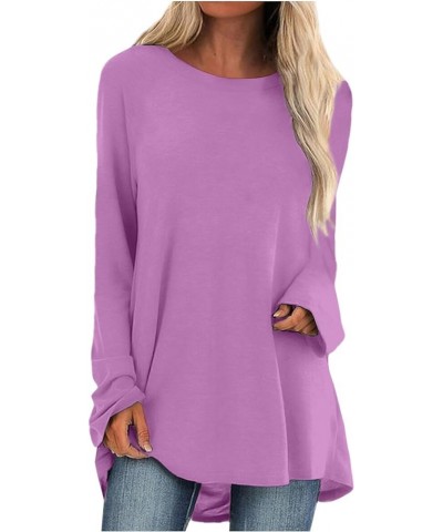 Long Sleeve Shirts for Women,Women's Casual Trendy Gradient Crewneck Shirt Comfy Loose Fit Fall Outgoing Tops 6-purple $6.11 ...