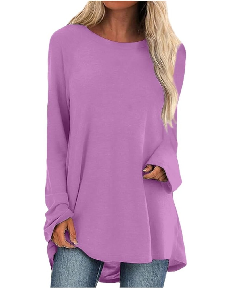 Long Sleeve Shirts for Women,Women's Casual Trendy Gradient Crewneck Shirt Comfy Loose Fit Fall Outgoing Tops 6-purple $6.11 ...