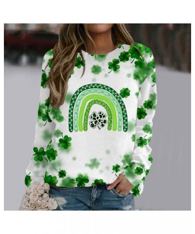 Women Valentine's day Love Heart Print Crewneck Sweatshirt Loose Long Sleeve Pullover Tops Athletic Sweater Shirts Z-h-mint G...