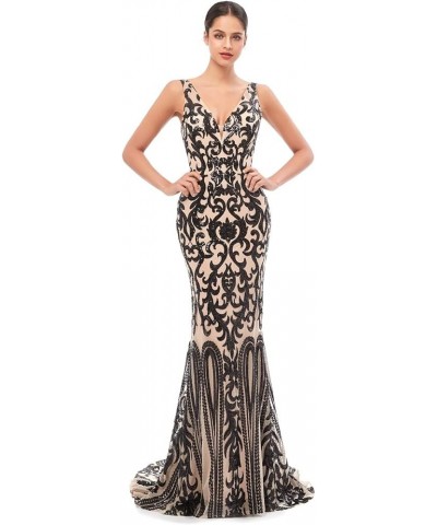 Mermaid V Neck Evening Dresses Sequind Prom Dresses Women's Party Dress Celebrity Pageant Gowns Black $65.80 Dresses