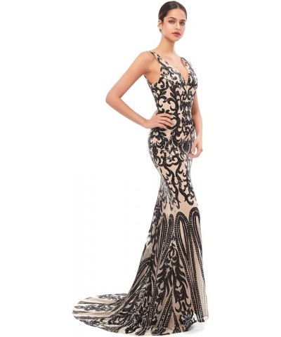 Mermaid V Neck Evening Dresses Sequind Prom Dresses Women's Party Dress Celebrity Pageant Gowns Black $65.80 Dresses