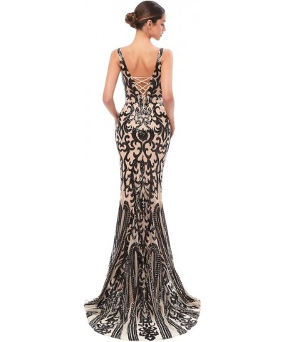 Mermaid V Neck Evening Dresses Sequind Prom Dresses Women's Party Dress Celebrity Pageant Gowns Black $65.80 Dresses