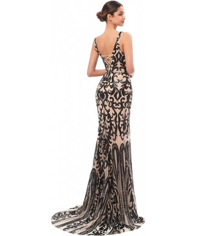 Mermaid V Neck Evening Dresses Sequind Prom Dresses Women's Party Dress Celebrity Pageant Gowns Black $65.80 Dresses